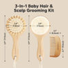 Picture of Baby Hair Brush and Comb Set for Newborn - Wooden Baby Hair Brush Set with Soft Goat Bristle, Baby Brush Set for Newborns, Baby Brush and Comb Set Girl, Boy, Toddler Cradle Cap Brush (Round, Walnut)