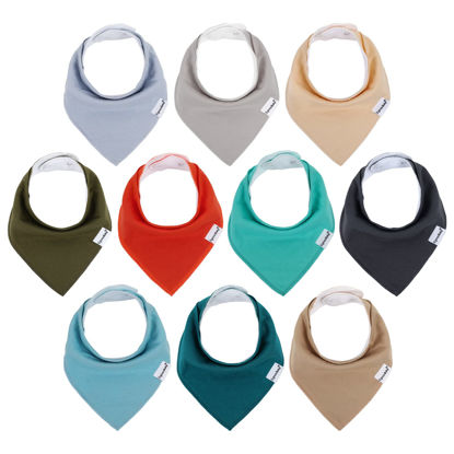 Picture of Baby Bibs for Boys & Girls,Baby Bandana Drool Bibs for Teething and Drooling,Super Absorbent Cotton Baby Drool Bibs,10 Pack Solid Colors Bib Set