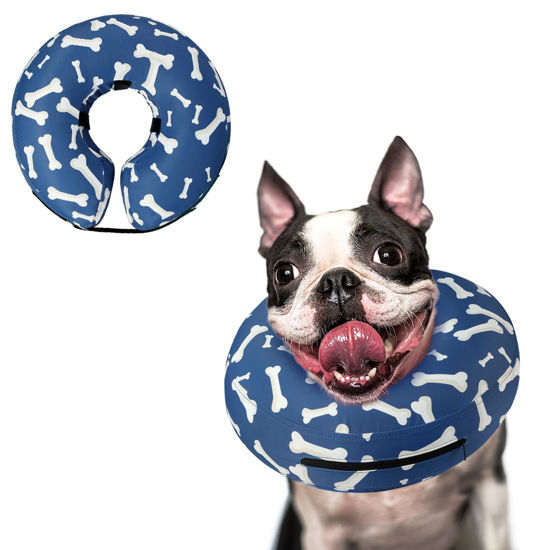 Picture of Supet Inflatable Dog Cone Collar Alternative after Surgery, Dog Neck Donut Collar Recovery E Collar for Post Surgery, Soft Dog Cone for Small Medium Puppies