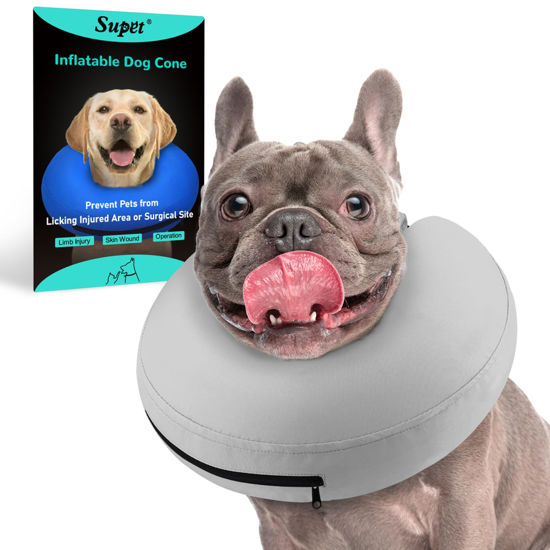 Picture of Supet Inflatable Dog Cone Collar Alternative after Surgery, Dog Neck Donut Collar Recovery E Collar to Stop Licking, Soft Dog Cone for Small Medium Large Dogs