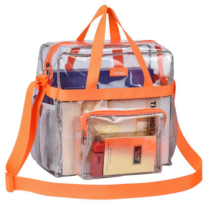 Picture of MAY TREE Clear Bag Stadium Approved 12×6×12, Clear Stadium Bag for Women and Men, Clear Lunch Bag for Work Travel Sport Office, Clear Tote Bag Stadium Approved with Non-Removable Straps - Orange