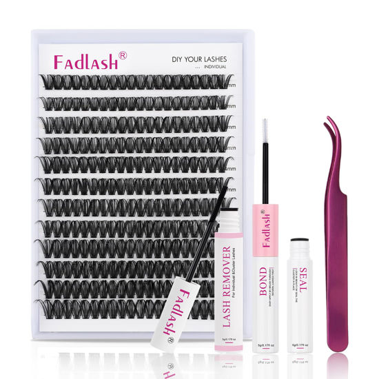 Picture of DIY Lash Extension Kit 240pcs Lash Extension Kit 0.07D 12-18mix 40D Lash Clusters Lashes Kit Include Lash Bond And Seal Lash Glue Remover And Applicators At Home Lash Extensions Kit（40D-0.07D-12-18mm)