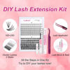 Picture of DIY Lash Extension Kit Cluster Lashes Lash Bond and Seal for Lash Extensions Eyelash Tweezers for Wearing Eyelash Extension Lash Clusters Kit (Set 10D+20D-0.07D, 8-16mm)