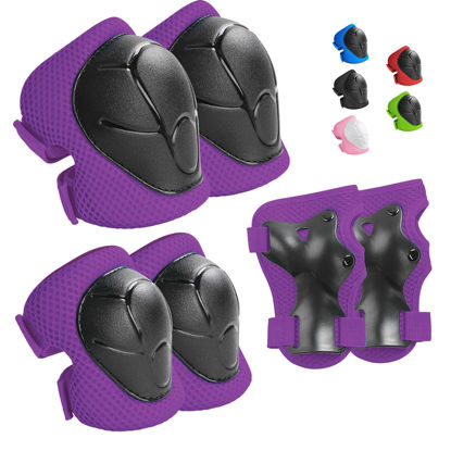 Picture of Kids Protective Gear Set Wemfg Knee Pads for Kids 3-8 Years Toddler Knee and Elbow Pads with Wrist Guards 3 in 1 for Skating Cycling Bike Rollerblading Scooter（Purple）