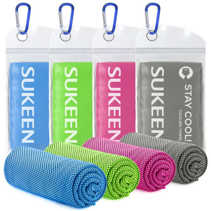 Picture of Sukeen [4 Pack Cooling Towel (40"x12"),Ice Towel,Soft Breathable Chilly Towel,Microfiber Towel for Yoga,Sport,Running,Gym,Workout,Camping,Fitness,Workout & More Activities