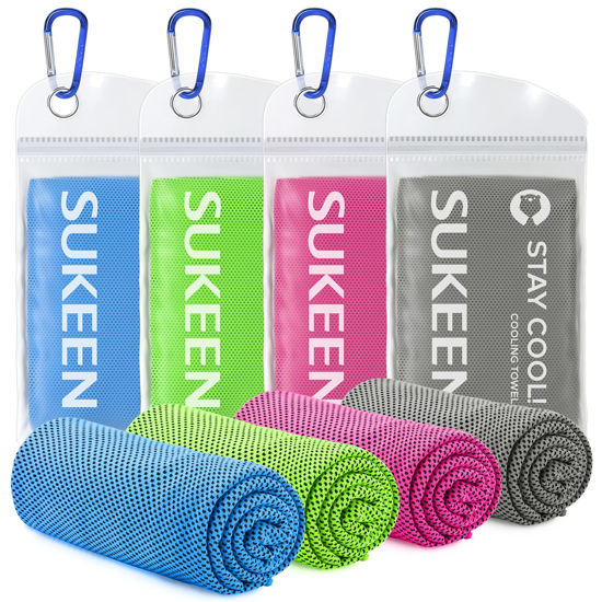 Picture of Sukeen [4 Pack Cooling Towel (40"x12"),Ice Towel,Soft Breathable Chilly Towel,Microfiber Towel for Yoga,Sport,Running,Gym,Workout,Camping,Fitness,Workout & More Activities