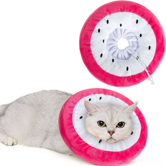 Picture of ANWA Adjustable Cat Cone Collar Soft, Cute Cat Recovery Collar, Cat Cones After Surgery for Kittens