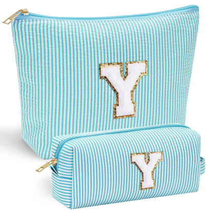 Picture of YOOLIFE Daughter Gifts Cosmetic Bag- Make Up Bag Makeup Bag Travel Makeup Bag Travel Cosmetic Bags for Women Travel Size Toiletries Personalized Bridesmaid Gifts for Women Her Womens Gifts Letter Y