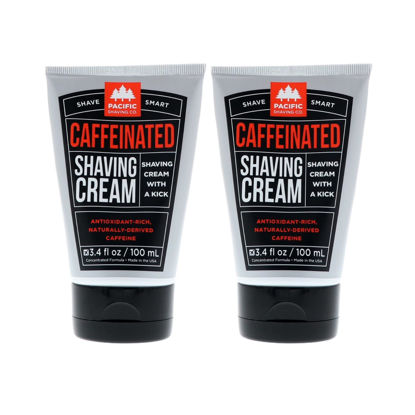 Picture of Pacific Shaving Company Caffeinated Shaving Cream - Caffeine, Shea Butter + Spearmint Antioxidant Shaving Cream - Clean Formula for Hydrating, Redness Reducing + Irritation-Free Shave (3.4 Oz, 2 Pack)