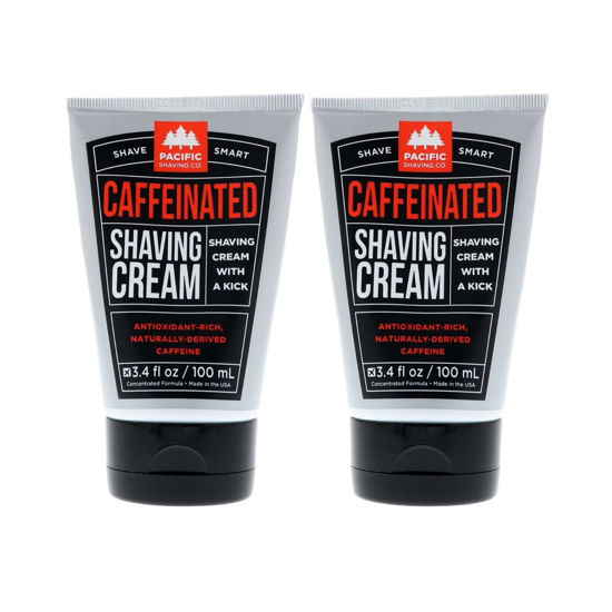 Picture of Pacific Shaving Company Caffeinated Shaving Cream - Caffeine, Shea Butter + Spearmint Antioxidant Shaving Cream - Clean Formula for Hydrating, Redness Reducing + Irritation-Free Shave (3.4 Oz, 2 Pack)