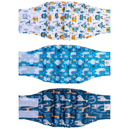 Picture of CuteBone Dog Diapers Male Washable Belly Band for Male Dogs Wraps 3pcs a Pack DM43M