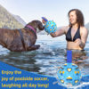 Picture of QDAN Dog Toys Soccer Ball with Straps - Durable Dog Balls for Large Dogs, Beach Pool Dog Water Toy, Dog Tug Toys for Tug of War, Puppy Dog Birthday Gifts Blue (8 Inch)