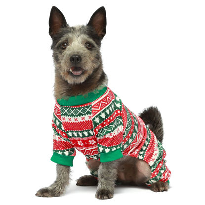 Picture of Fitwarm Dog Christmas Outfit, Dog Pajamas, Dog Winter Clothes for Small Dogs Boy Girl, Pet Ugly Sweater, Cat Costume, Red Green, XL