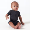 Picture of Gerber Unisex Baby Buttery Soft Short Sleeve Romper with Viscose Made from Eucalyptus, Charcoal, 12 Months