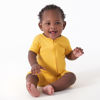 Picture of Gerber Unisex Baby Buttery Soft Short Sleeve Romper with Viscose Made from Eucalyptus, Yolk Yellow, 12 Months