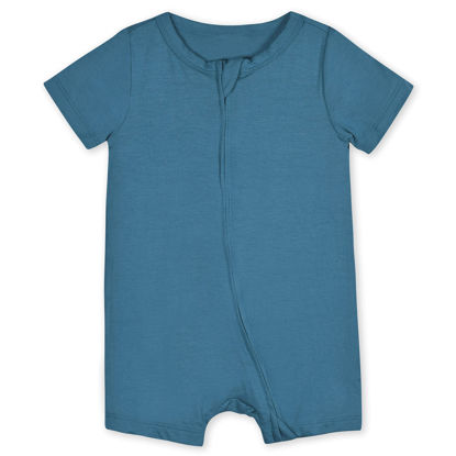 Picture of Gerber Unisex Baby Buttery Soft Short Sleeve Romper with Viscose Made from Eucalyptus, Teal, 18 Months