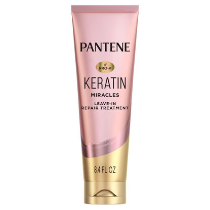 Picture of Pantene Keratin Leave-In Conditioner, Protein Treatment, with Argan Oil, Repairs Split Ends, Protects Hair from Damage, for Dry Damaged Hair, Safe for Color Treated Hair, Formaldehyde Free, 8.4oz