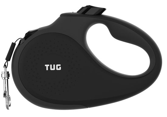 Picture of TUG 360° Tangle-Free Retractable Dog Leash with Anti-Slip Handle | 16 ft Strong Nylon Tape | One-Handed Brake, Pause, Lock (Small, Black/Grey)