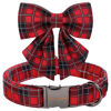 Picture of Unique style paws Christmas Dog Collar with Tie Red Black Grid Cotton Collar Adjustable Puppy Plaid Collar for Small Medium Large Dogs-M