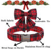 Picture of Unique style paws Christmas Dog Collar with Tie Red Black Grid Cotton Collar Adjustable Puppy Plaid Collar for Small Medium Large Dogs-M