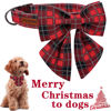 Picture of Unique style paws Christmas Dog Collar with Tie Red Black Grid Cotton Collar Adjustable Puppy Plaid Collar for Small Medium Large Dogs-M