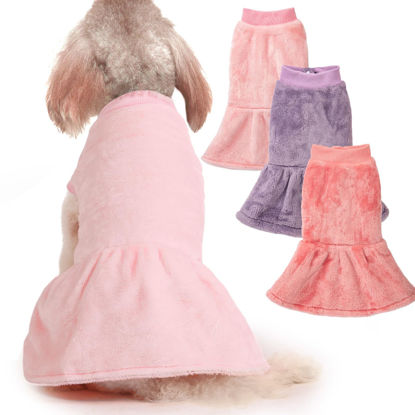 Picture of Dog Dress Sweater, Pack of 3, Dog Clothes, Dog Coat, Dog Jacket for Small or Medium Dogs Girl, Ultra Soft and Warm Cat Pet Sweaters (Pink,Violet,Rosepink, X-Large)