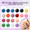 Picture of ROSALIND 24PCS Gel Polish Set, 20 Colors All Seasons Gel Nail Polish with Glitter&Glossy&Matte Gel Top Coat Base Coat White Brown Purple Gift for Women