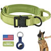 Picture of DAGANXI Tactical Dog Collar, Adjustable Military Training Nylon Dog Collar with Control Handle and Heavy Metal Buckle for Medium and Large Dogs, with Patches and Airtags Case (XL, Spring Grass)