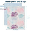 Picture of Tiny Twinkle Mess-proof Wet Bags 2 Pack Waterproof and Washable Bag for Travel storage, Stroller, Daycare, Baby Diapers, Yoga, Beach, Pool, Wet Toddler Swimsuits (Cotton Candy)