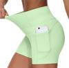 Picture of THE GYM PEOPLE High Waist Yoga Shorts for Women's Tummy Control Fitness Athletic Workout Running Shorts with Deep Pockets(Small, Pale Green)