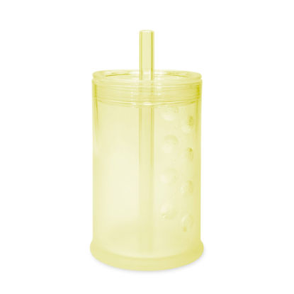 Picture of Olababy Clear View Silicone Training Cup with Straw Lid | Toddler Sippy Trainer 12mo+ | Unbreakable Water Drinking Cups for Kids 2yr+ | Baby Led Weaning & Feeding Supplies (Lemon, 9 oz)