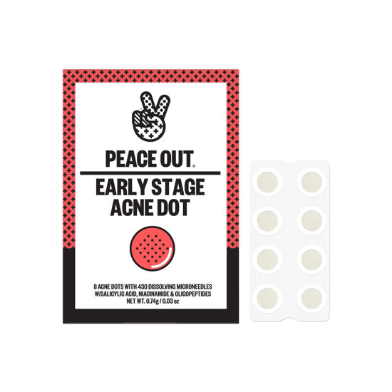 Picture of PEACE OUT Early Stage Acne Dots, Acne-Fighting Pimple Patches, Salicylic Acid Unclogs Pores and Targets Acne Blemishes, (8 Acne Dots)