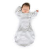 Picture of SwaddleDesigns Transitional Swaddle Sack with Arms Up Half-Length Sleeves and Mitten Cuffs, Medium, 3-6 Months, 14-21 lb, Heathered Gray Stripes (Arms Up Swaddle, Transition Swaddle Sleep Sack)