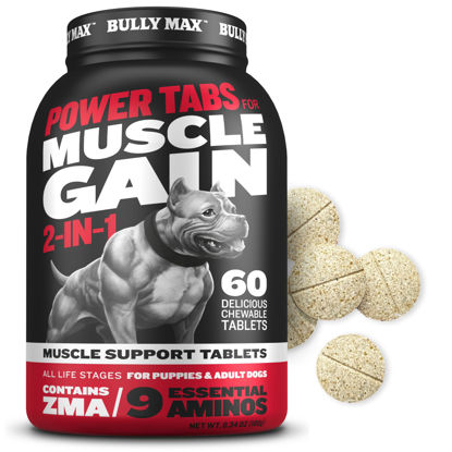 Picture of Bully Max 2-in-1 Muscle Builder Chewable Tablets for Puppies & Adult Dogs - Ultimate Canine Dog Supplement for Muscle Gain - 60 Tabs