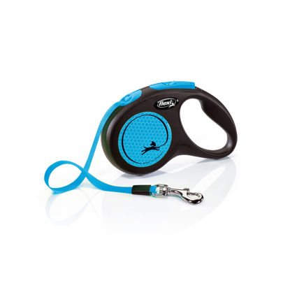 Picture of Flexi New Neon Tape Blue Small 5m Retractable Dog Leash/Lead for dogs up to 15kgs/33lbs