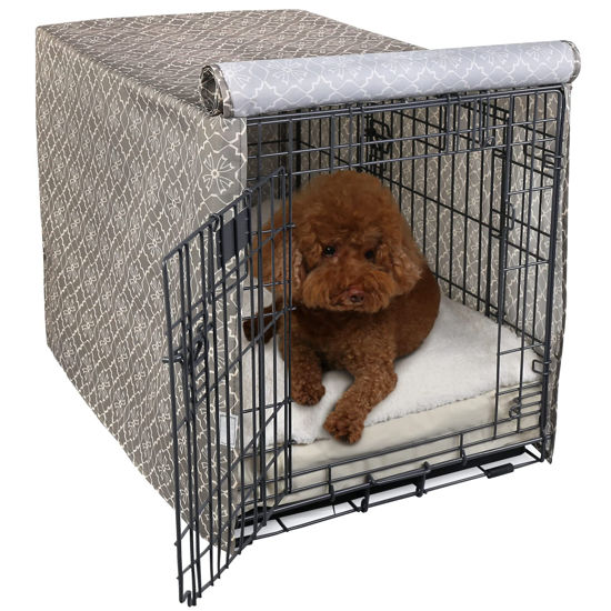 Picture of Explore Land Pattern Dog Crate Cover for 24 Inches Wire Cage, Heavy-Duty Polyester Indoor Pet Kennel Covers Universal Fit for 1 2 3 Doors Standard Metal Crate (Vintage Violet)