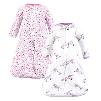 Picture of Hudson Baby Unisex Baby Cotton Wearable Sleeping Bag, Sack, Blanket, Floral Unicorn Long Sleeve, 18-24 Months