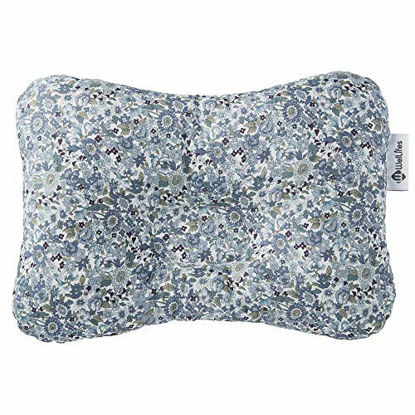 Picture of W WelLifes Baby Pillow for Newborn Breathable 3D Air Mesh Organic Cotton, Protection for Flat Head Syndrome Floral Blue