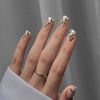 Picture of BTArtbox Press On Nails Short - Square Press On Nails with 3D Gold Foil Swirl, Supremely Fit Glue On Nails in 15 Sizes, Winding River