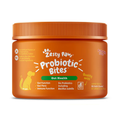 Picture of Zesty Paws Probiotics for Dogs - Digestive Enzymes for Gut Flora, Digestive Health, Diarrhea & Bowel Support - Clinically Studied DE111 - Dog Supplement Soft Chew for Pet Immune System - 50 Count