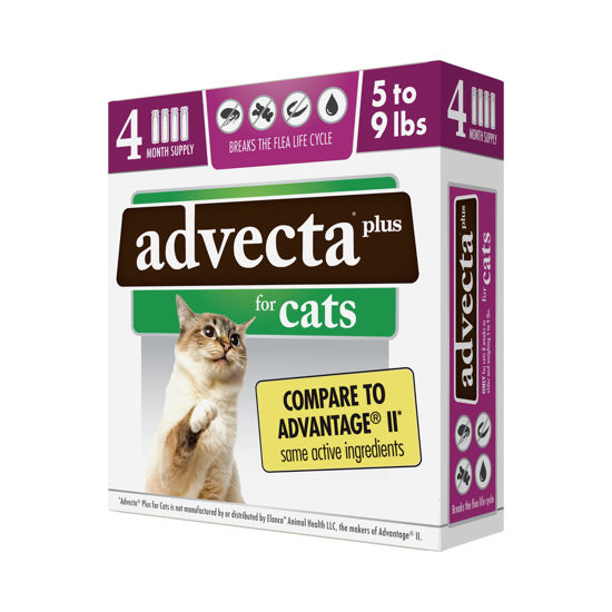 Picture of Advecta Plus Flea Prevention For Cats, Cat and Kitten Treatment & Control, Small and Large, Fast Acting Waterproof Topical Drops, 4 Month Supply