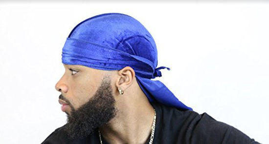 Picture of Velvet Durag 360, 540, and 720 Waves Extra Long and Wide Straps Limited Edition Red Green Purple Blue Yellow (Blue)