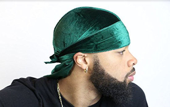 Picture of Velvet Durag 360, 540, and 720 Waves Extra Long and Wide Straps Limited Edition Red Green Purple Blue Yellow (Green)