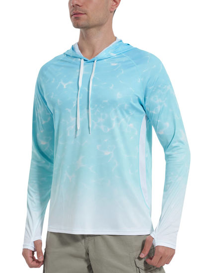 Picture of Roadbox Men's Long Sleeve Lightweight Sun Hoodie - UPF 50+ UV Protection Workout Fishing Shirts with Thumbholes