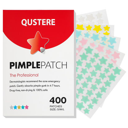 Picture of Pimple Patches for Face, Hydrocolloid Acne Patches, Cute Star Zit Covers, Colorful Spot Stickers with Tea Tree, Salicylic Acid & Cica Oil| 3 Sizes (10mm, 12mm & 14mm) |400 Count