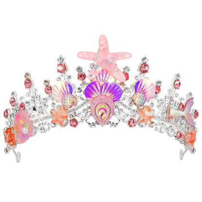 Picture of TOBATOBA Mermaid Crown Mermaid Headband for Women Girls Mermaid Women Seashell Starfish Mermaid Decorations Accessories Pink