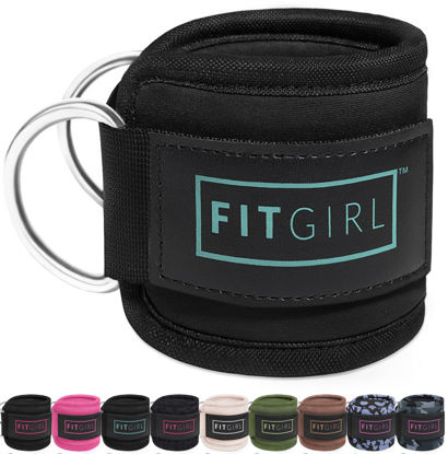 Picture of FITGIRL - Ankle Strap for Cable Machines and Resistance Bands, Work Out Cuff Attachment for Home & Gym, Glute Workouts - Kickbacks, Leg Extensions, Hip Abductors, For Women Only (Mint, Pair)