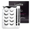 Picture of Luxillia 8 Piece Eyelash Magnetic Lashes with Eyeliner (Clear and Black) - Natural Looking False Magnetic Eyelashes Kit with Waterproof Liquid Liner Applicator, 8D, 3D Look, Reusable Fake Eye Lash