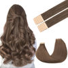 Picture of GOO GOO Tape in Hair Extensions Human Hair, 5 Light Ash Brown, 14inch 25g 10pcs, Thick Ends Straight Seamless Tape in, Invisible Tape in Hair Extensions Human Hair