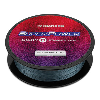 Picture of KastKing Superpower Silky8 Braided Fishing Line, Gray, 8 Strand, 20LB, 300Yds